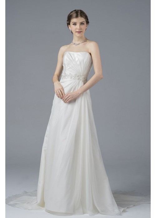 A-line Boat Neckline Sleeveless Wedding Dress - CB-0001OM