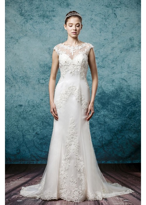 Sheath High Neck Sleeveless Wedding Dress - CB-3234OM