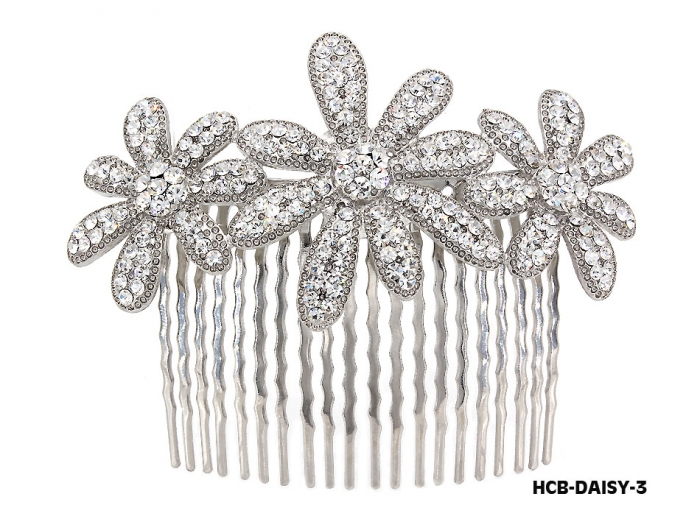 Hair Comb &ndash; Bridal Hair Combs & Clips w/ Austrian Crystal Stones Daisy - HCB-DAISY-3