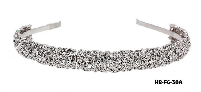 Head Band &ndash; Bridal Headpiece w/ Austrian Crystal Stones - HB-FG-38A