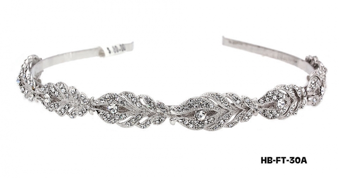 Head Band &ndash; Bridal Headpiece w/ Austrian Crystal Stones - HB-FT-30A