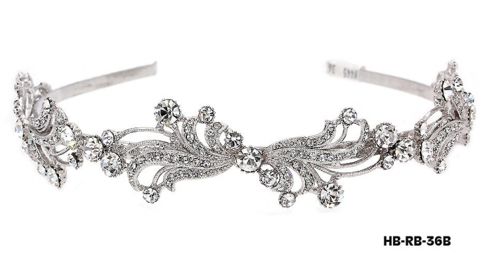 Head Band &ndash; Bridal Headpiece w/ Austrian Crystal Stones - HB-RB-36B