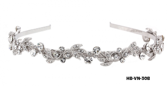 Head Band &ndash; Bridal Headpiece w/ Austrian Crystal Stones - HB-VN-30B