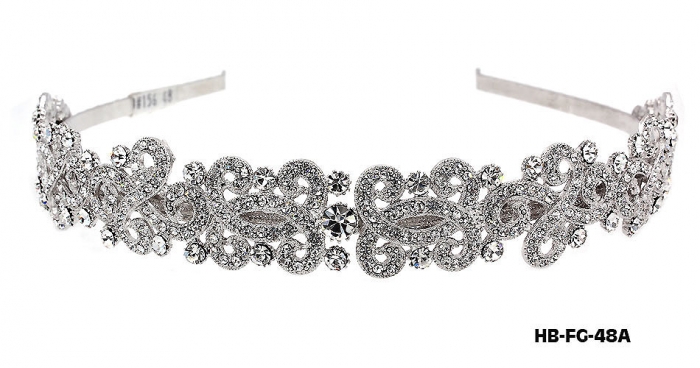 Head Band &ndash; Bridal Headpiece w/ Austrian Crystal Stones Flower - HB-FG-48A