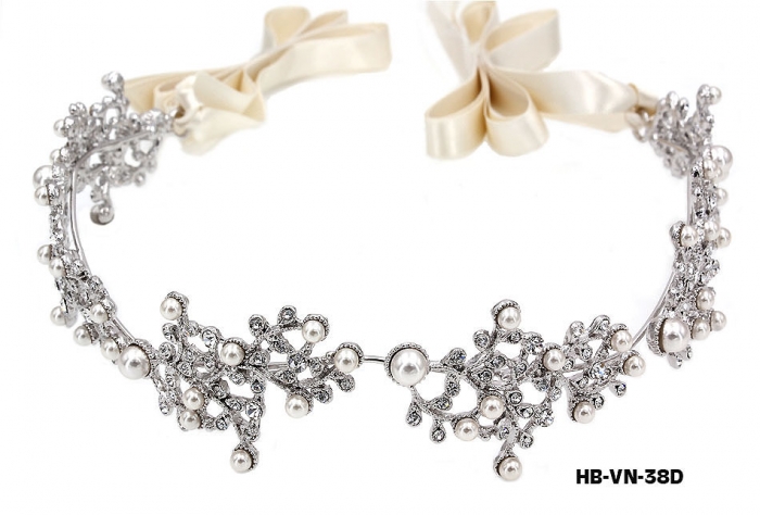 Head Band &ndash; Crystal & Pearl Beads