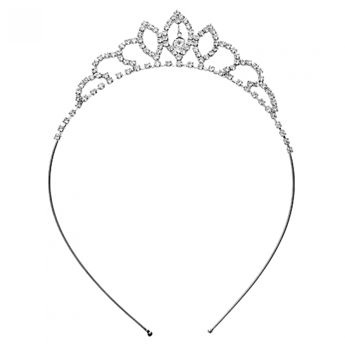 Headband: Rhinestones Tiara Headband - HB-71620CR-S