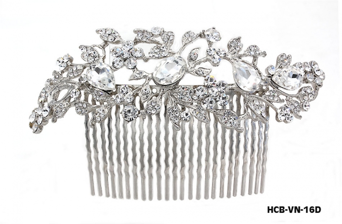 Wedding Hair Comb &ndash; Bridal Hair Combs & Clips w/ Austrian Crystal Stones Vine with Rain drops - HCB-VN-16D