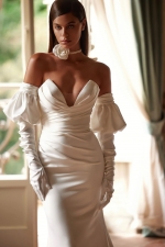 Luxury Wedding Dress - Mermaid V-neck and Decorated with Diagonal Pleats - Charism - LIDA-01345.00.00