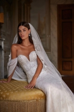 Luxury Wedding Dress/ Embroidery, with Detachable Decorative Detail - Tesouro - LIDA-01348+DD.00.17