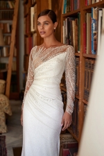 Luxury Wedding Dress/ Asymmetric Shape and Long Sleeves - Mesmerize - LIDA-01351.00.17