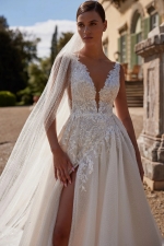 Luxury Wedding Dress - A-line Deep V-neck and a Slit on The Right Side - Dreamy Devotion - LIDA-01352.00.17