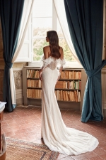 Luxury Wedding Dress - Mermaid Deep Heart with Removable Wing Sleeves - Reina - LIDA-01357+DS.00.17