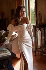 Luxury Wedding Dress - Mermaid Curly Neckline Close-fitting with a Slit - Hosta - LDK-08307.00.00