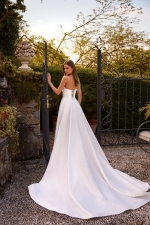 Luxury Wedding Dress - A-line V-Nneck Mikado with Diagonally Bow and Hidden Pockets - Paradisea - LDK-08310.00.00