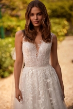 Luxury Wedding Dress - A-line Tank Top Beaded Lace with Detachable Bows - Primrose - LDK-08284.00.17